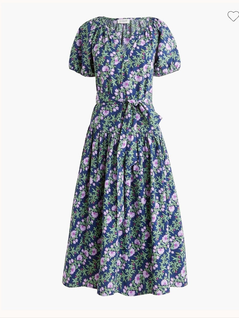J. Crew Factory Floral Navy Midi Dress with Lilac Blooms
